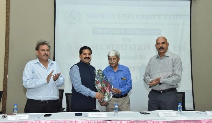Felicitated after delivering a keynote session at Nirwan University Jaipur.