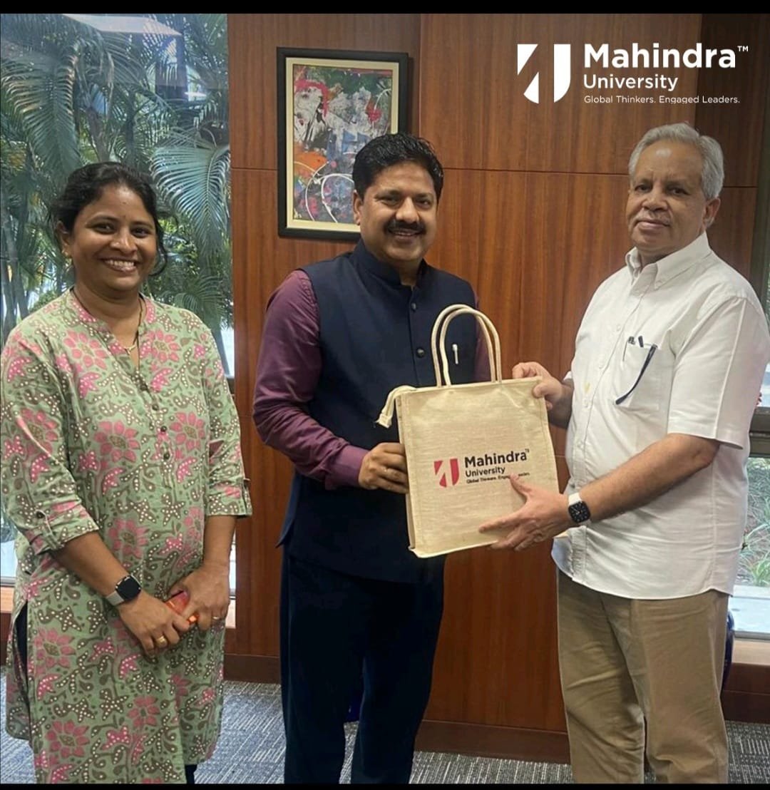 Prof. (Dr.) Mridul Dharwal during an institutional visit to Mahindra University.