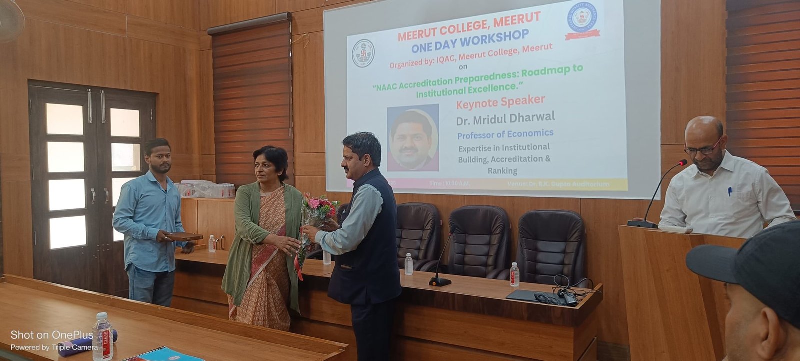 Felicitation during the NAAC Accreditation Preparedness workshop at Meerut College on 3 June 2025.